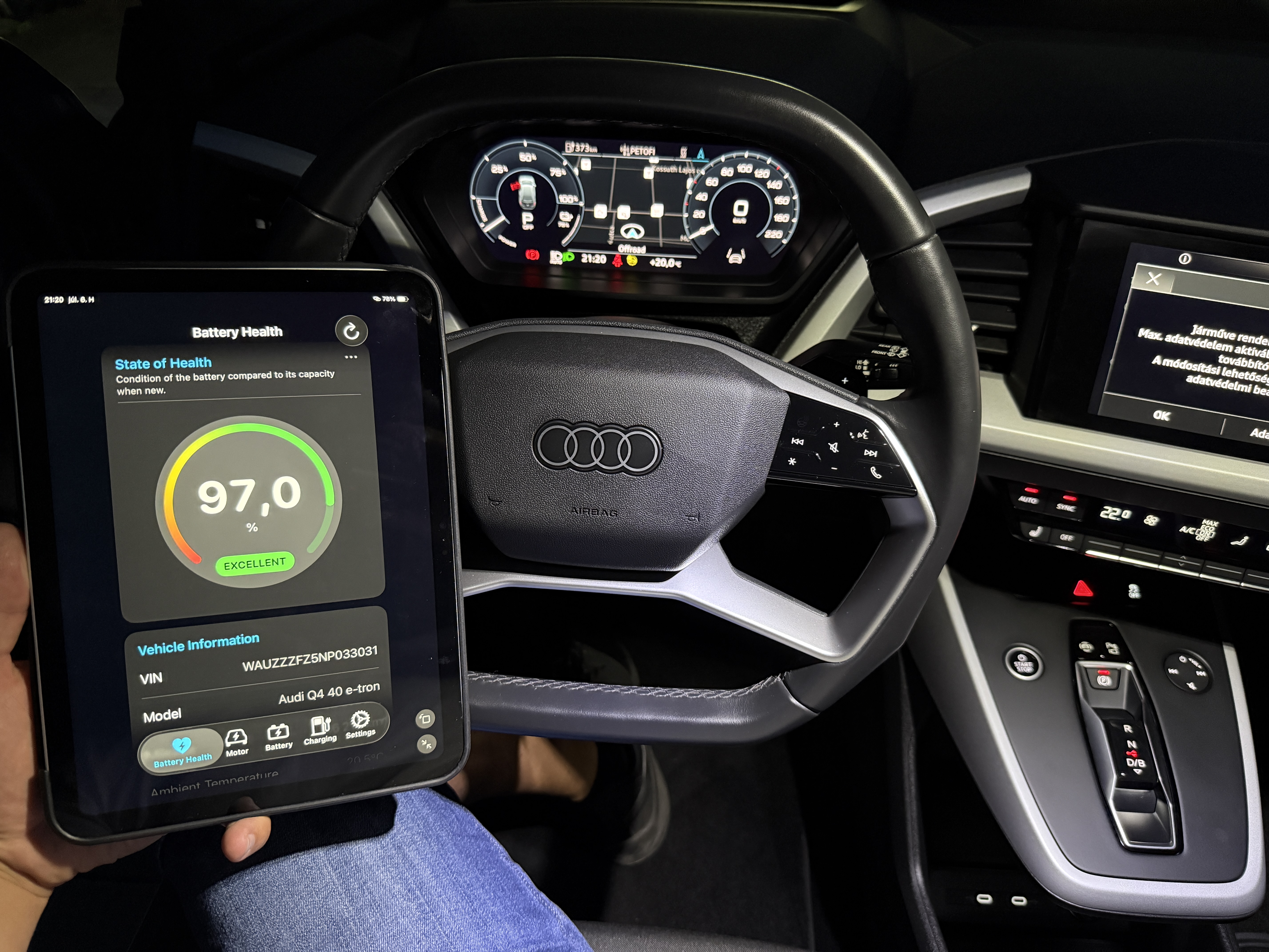 Audi Q4 E-tron akkumulátor állapot (SOH teszt)
